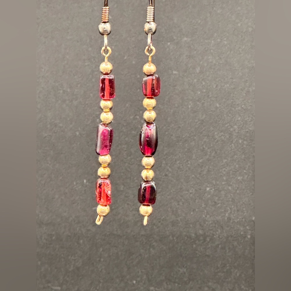 Handmade by Shanstone Jewelry!! 
 Garnet and GF Dangle Earrings